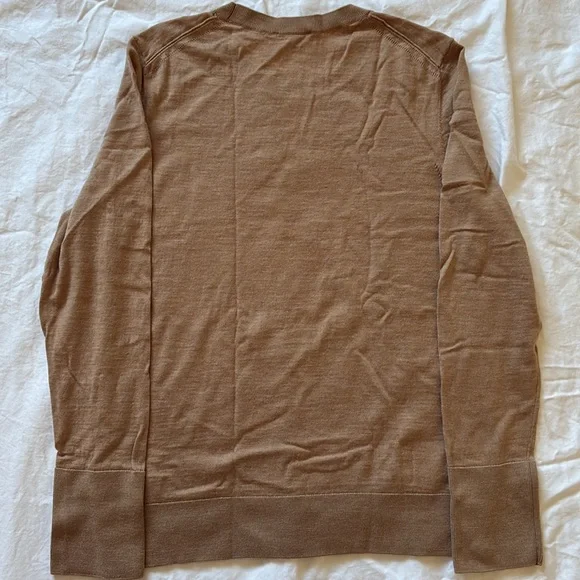 COS Camel Fine Knit Wool Crewneck Sweater, Size Large - Picture 2 of 10